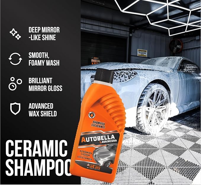 Car Wash & Shine Kit – Foaming Car Shampoo 1000ml + Spray Wax Polish 750ml, Deep Clean, High Gloss Finish, Paint & Plastic Protection, Made in Italy