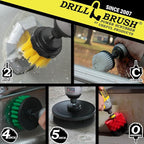 Drillbrush Multipurpose Cleaning Brush Set - Drill Brush Attachments for Cleaning Grout, Tile, Shower, Car Seats, Brick, Stone, Fiberglass, Griddles, and More - Truck/Car Detailing Drill Attachment