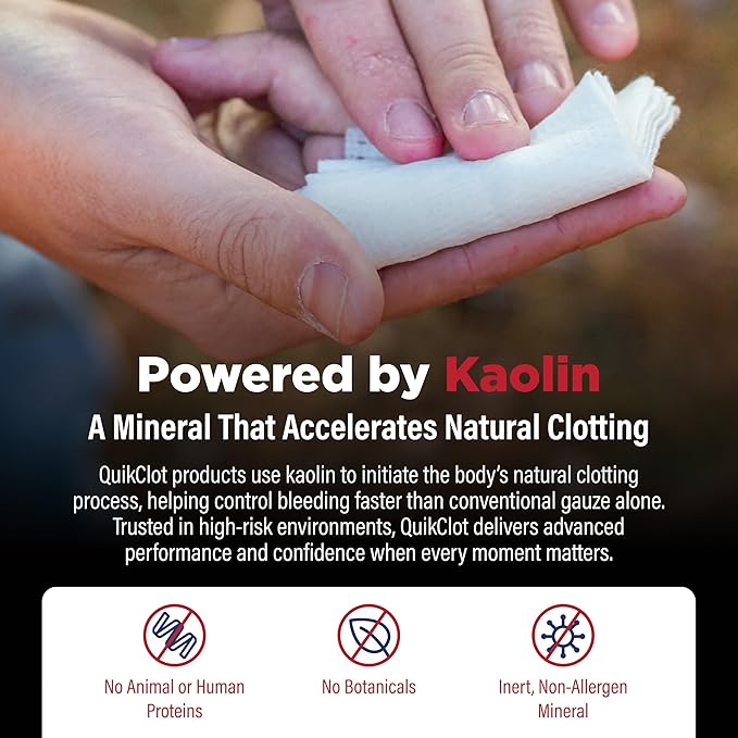 Adventure Medical Kits QuikClot Advanced Clotting Gauze - Stops Bleeding up to 5X Faster Than Standard Gauze - Kaolin Hemostatic Dressing - for First Aid Kits & Survival Gear - 3 x 24 (2 Strips)