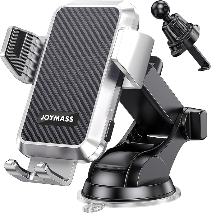 JOYMASS Wireless Car Charger, Phone Holders for Your Car, 15W Auto Clamping Phone Mount Car Accessories for iPhone 16 15 14 13 12 Mini Pro Max, Samsung Galaxy S24 Ultra S23 S22+ Note 20, etc - Silver