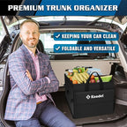 K KNODEL Car Trunk Organizer with Lid, Collapsible Car Trunk Storage Organizer, Car Organizer and Storage for SUV, Truck, Sedan (Medium, Black)