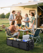 HOTOR Trunk Organizer - 3-Compartment Car Organizer and Storage with Cooler Bag, Foldable Car Storage Organizer for SUV with Handles & Strap for Shopping, Picnic, 37.0" x 14.6" x 12.0", Black