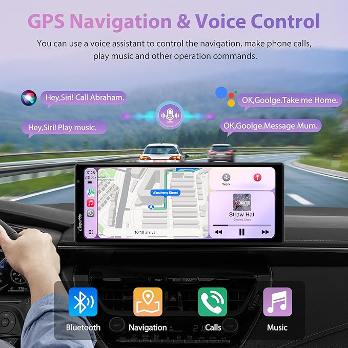 CARPURIDE W903S3 9.3 Inch HD Wireless Carplay & Android Auto Screen, 4K Front + Wired 1080P Rear + Infrared Camera, with Loop Recording, Bluetooth, Voice Control, GPS, FM, Super Link, 64GB TF