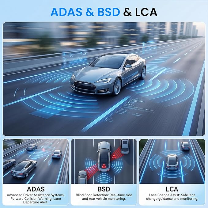Hodozzy 4K Dash Cam Front and Rear, 3.16 Inch Screen with Built-in WiFi & GPS, 4K UHD Front + 2.5K Rear Camera, ADAS, Night Vision, G-Sensor, 24H Parking Mode (Hardwire Kit Optional)