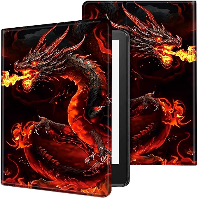 for Kindle Paperwhite Case,6" Kindle Paperwhite 4 10th Generation Case 2018 & Kindle Paperwhite Signature Edition,Leather Slim Adjustable Stand Cover Auto Wake/Sleep,Fire Red Dragon