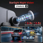 2026 4K Mirror Dash Cam 4 Channel, 12" Touch Screen Rear View Mirror Camera for Cars,4K+1080Px3 Dashcam Front Rear Inside, IR Night Vision,WiFi,APP,GPS, Voice Control,Free 128GB SD