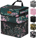 Vankor 3 Gallons Car Trash Can with Lid, Car Trash Bag Bin Hanging Waterproof Automotive Garbage Cans Leak Proof Vehicle Trash Can Navy Floral