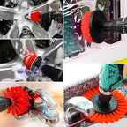 8 Pcs Drill Brush Attachment Set, Power Cleaning Scrub Brush Kit with Extend Long Attachment, All Purpose Drill Scrub Brushes for Car, Grout, Floor, Tub, Bathroom and Kitchen (red)