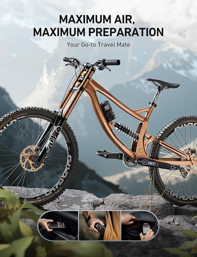 AstroAI L7 Tire Inflator Portable Air Compressor Cordless-2pack Bike Pump with Digital Dual Values Display, 150 PSI Car Tires Pump with LED Lights Air Pump for Cars, Motorcycles, Bikes, Balls Orange