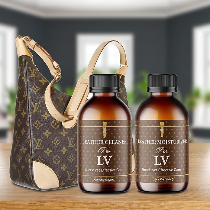 Leather Cleaner & Moisturizer Set for Louis Vuitton, Shine Your Louis Vuitton and Smell New, Gently Soften and Rejuvenate Vachetta Leather, Remove Stains & Cover Minor Scratches for All Luxury Brands