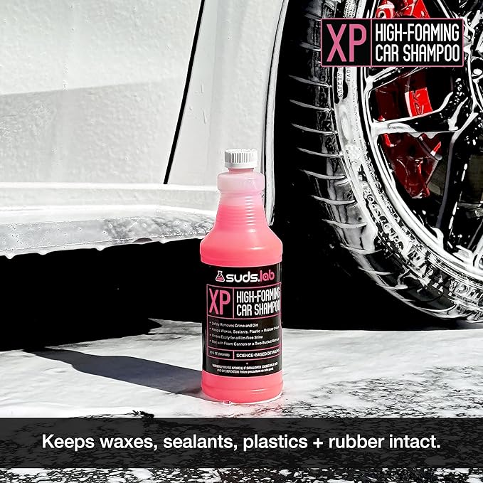 Suds Lab XP High Foaming Exterior Car Wash Shampoo, Effectively Removes Dirt and Grime, Use with Foam Cannon or Bucket Wash, 32 oz