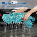 HOMEXCEL Professional Car Drying Towel (36"x 24") with Twisted-Loop Technology, 1200GSM for a Streak-Free Finish – Microfiber Towels for Cars, Trucks, SUVs, RVs and Motorcycles, Lake Green