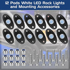 Macarrie 12 Pods Rock LED Lights for Car SUV Underglow Lights Waterproof Neon Trail Rig Lamp Lighting for Truck Motorcycle Boat ATV UTV and More(Blue)