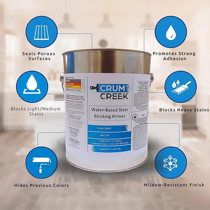 Primer Sealer Stain Killer, Interior/Exterior, White, 1 Gallon