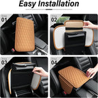 Amiss Car Center Console Cover, Upgraded Leather Car Armrest Cushion with 2 Storage Pockets, Universal Waterproof Cushion Pad, Non-Slip Car Interior Accessories, Fits Most Sedans SUVs Trucks (Orange)