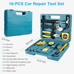 Vetoos Car Roadside Emergency Kit with Jumper Cables, Auto Vehicle Safety Road Side Assistance Kits, Winter Car Kit Essentials for Women and Men, with Car Repair Tool Set, Folding Survival Shovel