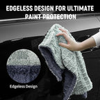 LIVOS Car Drying Towel, Premium Microfiber Towels for Cars, 1000GSM, Edgeless Twisted Loop Design, No Streaks, Scratches, or Water Spot, Absorbent Wash Towel, 18" x 24" (Check Silver&Grey)