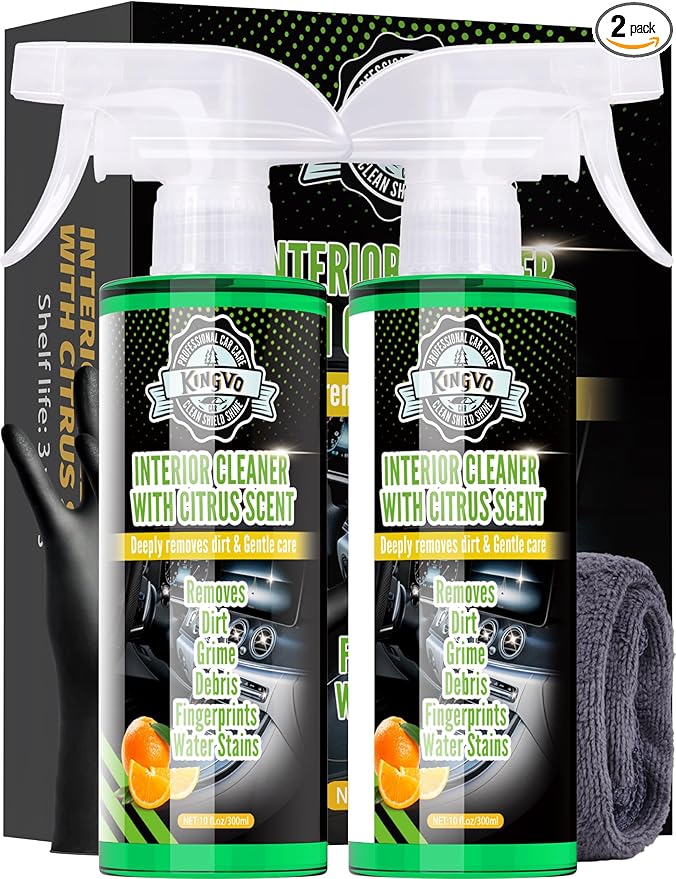 Car Interior Cleaner Spray, Multipurpose Leather Seat Cleaner Upholstery Car Cleaning Kit Auto Dashboard Vinyl Detailing Supplies Kit,Citrus Scent