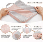 10 Set Compression Packing Cubes for Travel Gifts Women Mom,OlarHike Luggage Clothes Organizer for Travelers,Airplane/Cruise/Car/Train Travel Essentials,Compressible Expandable Saver Space Bags(Beige)
