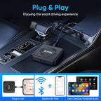 Upgraded Wireless CarPlay Adapter, 3-in-1 Wireless Carplay & Android Auto& Video Adapter, Built in Netflix YouTube Support TF Card, Plug & Play, USB Type C, USB Type A Compatible with iPhone & Android