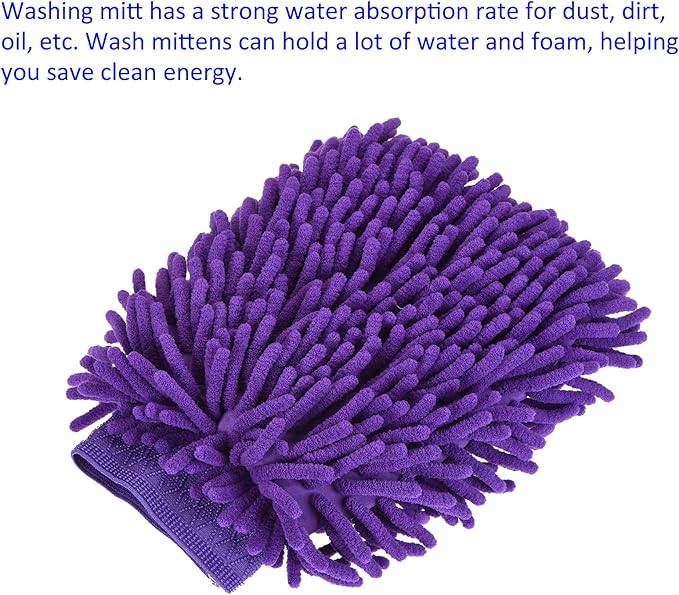M METERXITY Microfiber Chenille Wash Mitt - Double Side Reusable Gloves for Cleaning Scratch-Free, Apply to Car Cleaning, Kitchen