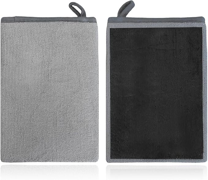 2 PCS Clay Mitt, Scratch-Free Microfiber Clay Bar Alternative Mitt Car Detailing Glove, Car Cleaning & Polishing Tool Clay Eraser Mitt for Paint Glass Wheels, Car Accessories (Gray)