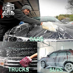 Car Wash Mitt Chenille Microfiber Super Absorbent, Premium Car Washing Gloves for Cleaning Cars, Trucks, Motorcycles (Black)