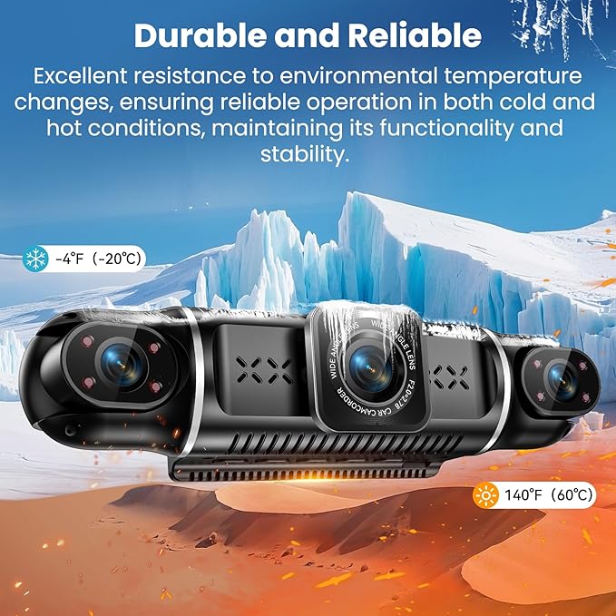 360°View 4 Channel Dash Cam, 4K+1080P Front and Rear Inside Left Right, Dash Camera for Cars, Built-in G-Sensor, IR Night Vision, 24H Parking Mode,64GB SD Card,Loop Recording,Wireless APP Transmission