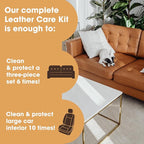 Furniture Clinic Large Leather Care Kit | Leather Cleaner + Conditioning Protection Cream for Furniture | Two 17oz Bottles + 1 Sponge & 1 Cloth | Restore Leather Couches, Car Seats, Jackets, & Boots
