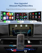 OTTOCAST 2026 Play2Video Ultra Magic AI Box Car Streaming Devices, Wireless CarPlay Android Auto Video Adapter 3 in 1 Built-in Netflix/YouTube Android 12 System