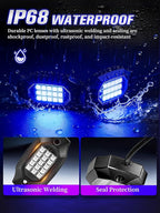 8 Pods RGB LED Rock Lights with APP/RF Remote Control High Brights Waterproof Underglow Multicolor Zone Neon Exterior Rock Lights for 12V Trucks Jeep UTV ATV RZR Offroad Pickup SUV Accessory