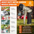 AUTOMAN Garden Hose Nozzle-7 Patterns Sprayer-2 Pack, Metal High Pressure Spray Nozzle, Heavy Duty Labor-Saving Design Water Hose Nozzle for Garden Watering, Car Washing, Window Cleaning, Pets Bathing