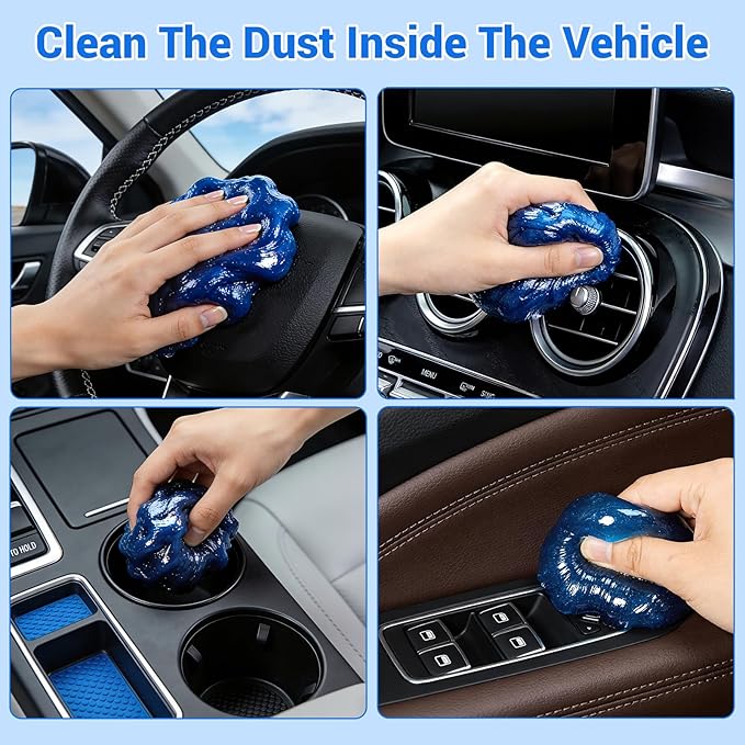 3 Jars Car Cleaning Gel, Auto Interior Cleaning Putty with Puller, Dust Remover for Car Vents, Keyboard & Detailing