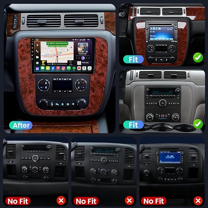 8G+128G Car Radio for Chevy Silverado Tahoe Suburban GMC Yukon 2007-2013: 8Core Android 15 Stereo with QLED HD Touchscreen Wireless CarPlay Android Auto Build-in GPS 5G WiFi DSP 48EQ Backup Camera