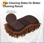 HARFINGTON Car Wash Sponge 8.7" x 4.3" Chenille Microfiber Mitt Scratch-Free Absorbent Scour Scrubber Cleaning Sponge for Washing Detailing on Cars, Trucks, SUV, Boats, RVs, Coffee