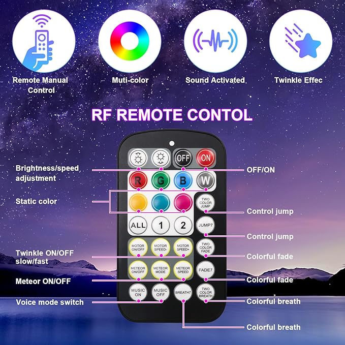 Dual Color Starlight Headliner Kit, 18W 1200pcs 0.03in 13.1ft Meteor & Twinkle 2 in 1 Fiber Optic Star Ceiling Lights with APP/Remote/Music Sync for Car Home Ceiling