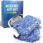 Microfiber Car Wash Mitt, Car Sponge Wrapped in Soft, Plush Fiber Cloth Material, Holds Tons of Sudsy Water for Effective Washing, Lint Free, Scratch Free, for Cars, Motorcycles (Blue 2 pack)