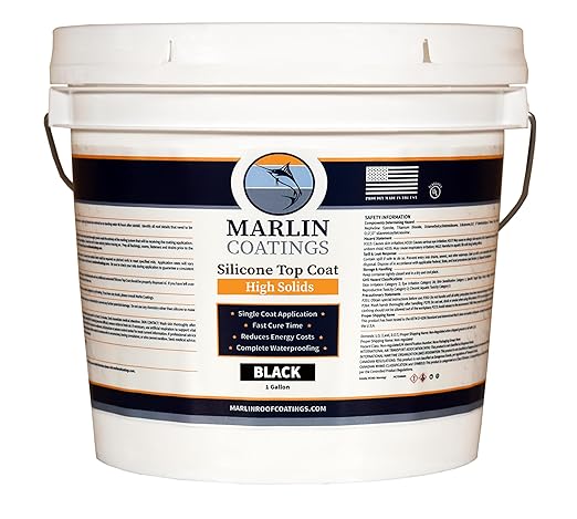 100% Silicone Roof Sealant - Self Leveling - Complete Waterproofing - Easy One Coat Application - Designed for Your RV, Camper, Trailer, Commercial Building… (1 Gallon, Black)