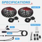 MICTUNING 2Pcs 60 Inch White LED Cargo Truck Bed Light Strip Lamp Waterproof Lighting Kit with On-Off Switch Fuse 2-Way Splitter Cable Compatible with Pickup RV SUV and More