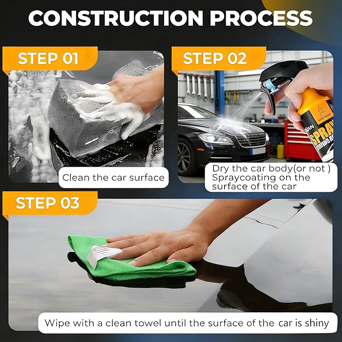 Berthg Ceramic Coating for Cars -300ml Nano Hydrophobic Ceramic Spray Coating Agent, Easy-to-Spray Auto Paint Protection Kit with Microfiber Cloth for Car Coating Spray & Shine