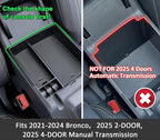 TOPINSTALL 21-24 Tray Compatible with 2021-2024 Ford Bronco & 2025+ Bronco 2-Door & 2025+ 4-Door Manual Transmission, Full Size Bronco Organizer (NO for 25 4-Door Automatic & Sport Model)