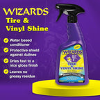 Wizards Tire and Wheel Vinyl Shine - Professional Detailing Spray - Dresses & Protects Tires, Trim, and Wheels - UV Protectant for Rubber, Vinyl, and Matte Surfaces - Automotive Care Spray - 22 oz