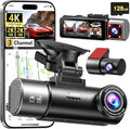4K+2K+2K 3 Channel Dash Cam Front and Rear, 128GB Card Included, Dash Camera for Cars 5.8G/2.4G Dual Wifi, Built-in GPS, Night Vision, WDR, 170°Wide Angle, G-Sensor Emergency Lock, 24H Parking Monitor