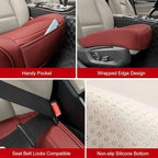 BOPUOVRE Car Seat Cover for Luxury & Comfort - PU Leather, Anti-Slip, Full Wrap Protection with Storage Pocket for Bottom Cushion - Universal Fit for 95% of Vehicles (Dull-red,1 Piece)