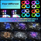 Car Starlight Headliner Kit, 4 Colors 32W Twinkle & Meteor Fiber Optic Shooting Stars Lights, 2 in 1 Light Engine 600pcs*0.03in*13.1ft+240 RGBW 4 Port Ceiling Starlights for Car Home Roof Décor