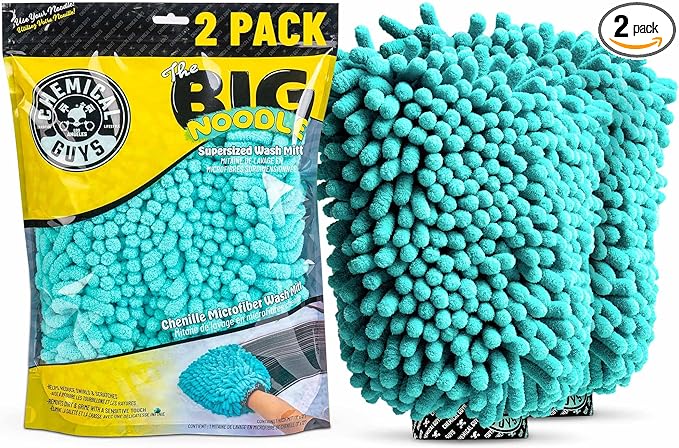 Chemical Guys Teal X-Large Noodles Mitt 2 Pack - Ultra Plush Scratch-Free Wash Mitt with Maximum Foam Coverage for All Vehicle Surfaces (MIC51302)