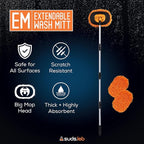 Suds Lab EM Extendable Wash Mitt with 170° Telescopic Handle – 58" Car Wash Mop with 2 Scratch-Free Chenille Microfiber Car Washing Mitts for SUVs, RVs and Trucks