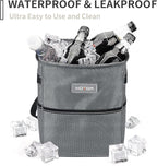 HOTOR Car Trash Can, Multifunctional Car Accessory for Interior Car Stuff Storage with Compact Design, Waterproof Car Organizer and Storage with Adjustable Straps, Magnetic Snaps, 2 Gallons, Gray