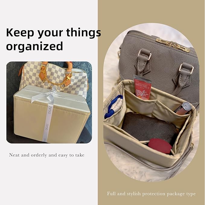 DGAZ Silk Purse Organizer Insert Fits LV Speedy 16/20/25/30/35/40/45 bags，Silky Smooth Bag Organizer，Luxury Handbag & Tote Shaper(S2 trench,New nano 16)