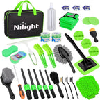 Nilight 37PCS Car Detailing Kit Auto Cleaning Tools Wash Set with Storage Carry Bag Home Use for Interior Exterior Deep Clean Car Care Windshield Dashboard Seat Air Vents Wheels Tires, Green